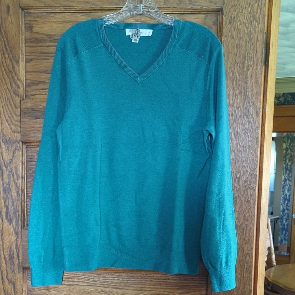 Calvin Klein V Neck Sweater Turquoise Blue Green Size Men's Medium